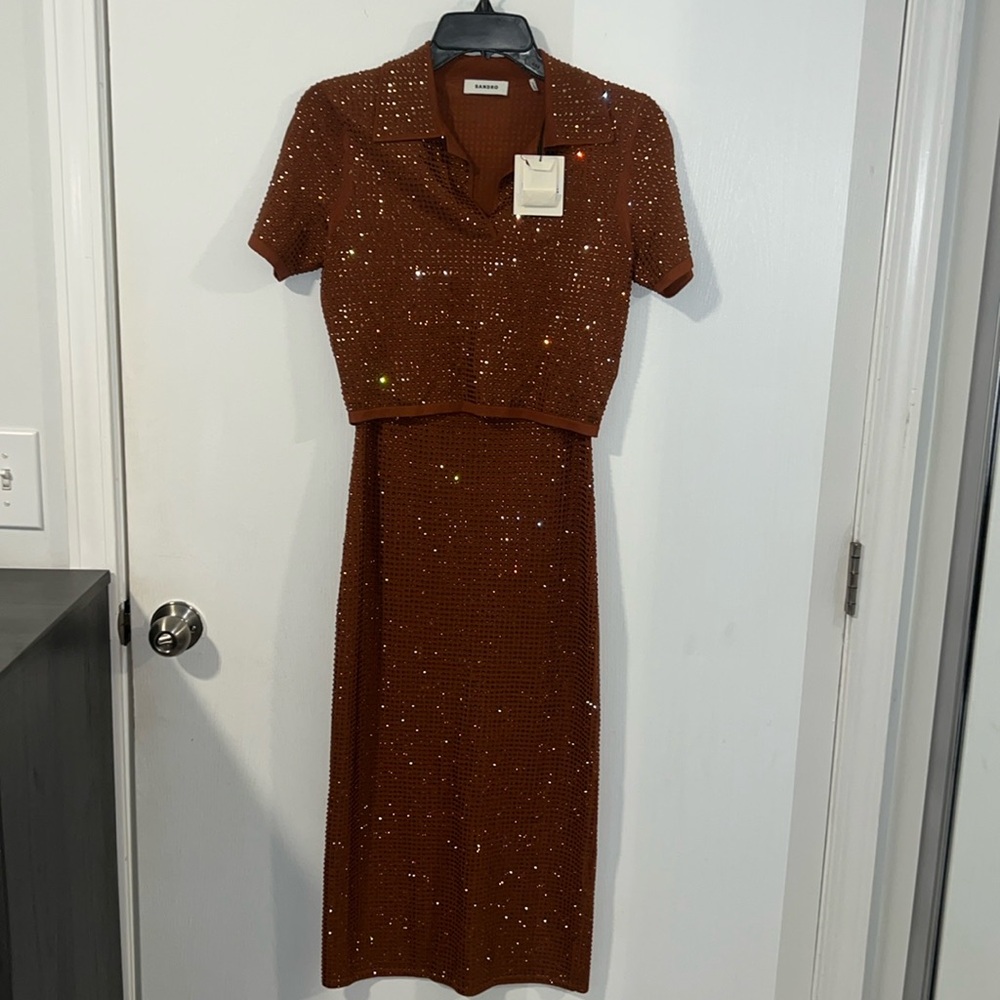 Sandro Fantasia Rhinestone-Embellished Dress and top
